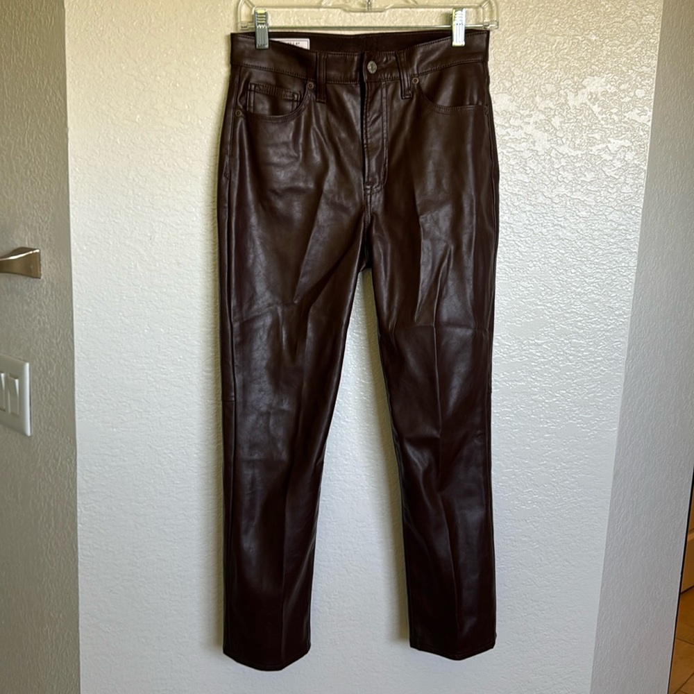 Gap Brown Leather high-Rise Slim leather pants 27 /4P